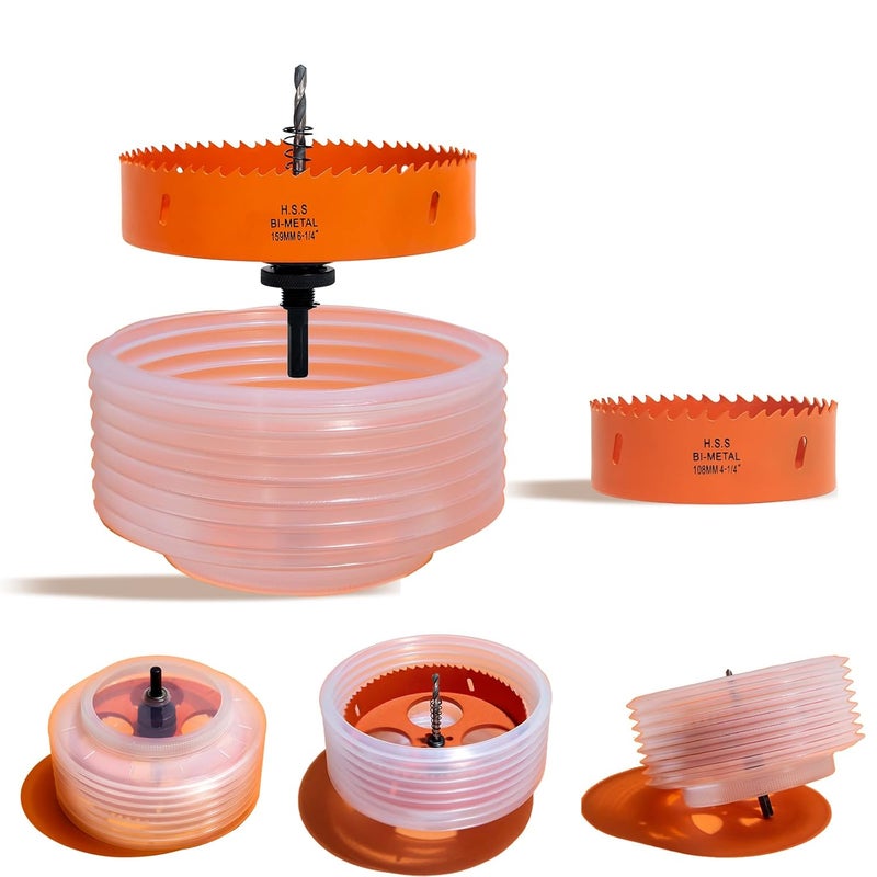 VIKITON 6-1/4 & 4-1/4 Hole Saw for Recessed Lights, 6.25 & 4.25 Inch Hole Cutter with Dust Bowl Catcher for 6 & 4 Inch Led Recessed Lighting and Wood Metal Drywall, Bi-Metal Construction - Image 1
